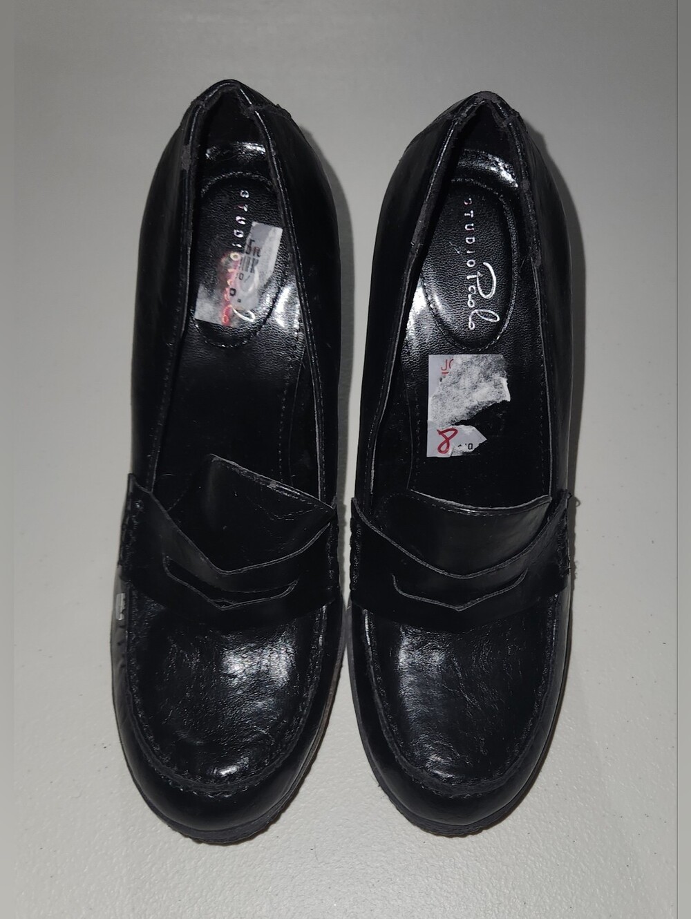 Studio Paolo Black Faux Leather Heels Size 8